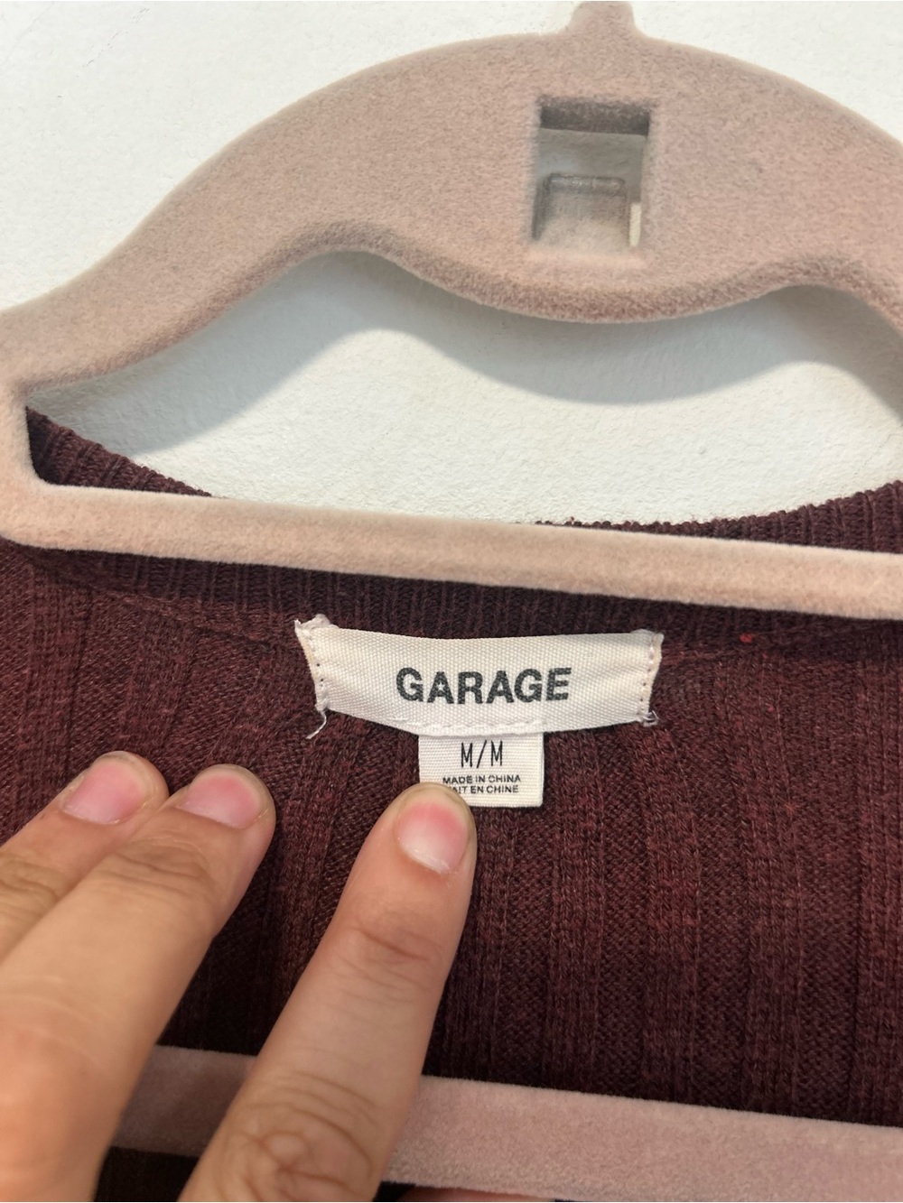 Garage Ribbed Open Cardigan - Maroon - Picture 3 of 3